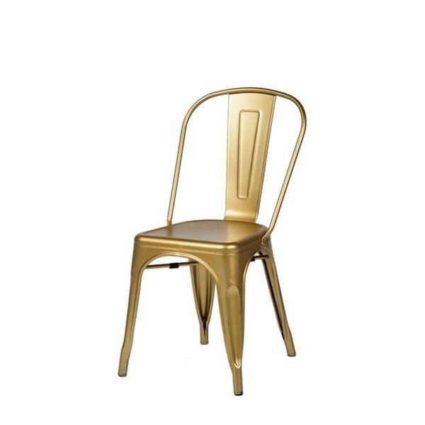 Max Max MO-101-GL Oscar  Steel Powder Coated Stackable Armless Chair - Gold MO-101-GL-WEB1